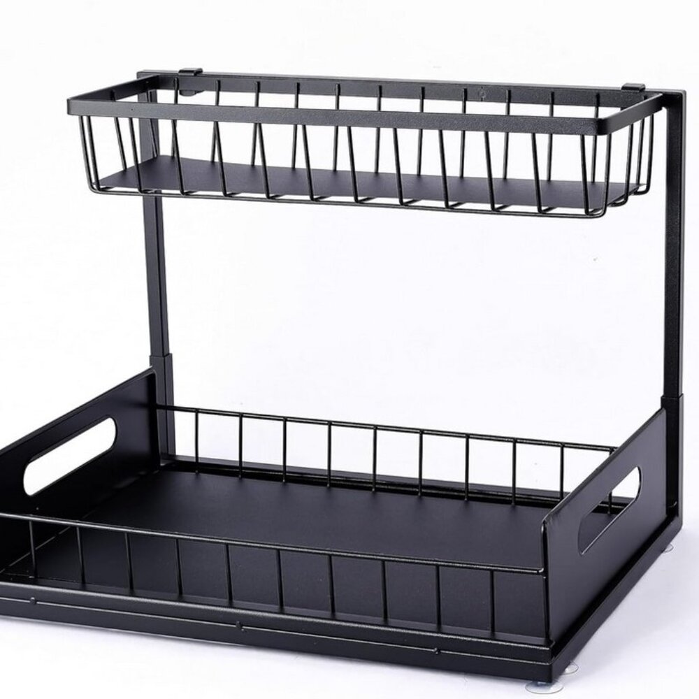 Black Metal Under Sink Organizer Cabinet Organization Tray Tidy Tray NIP NIB New